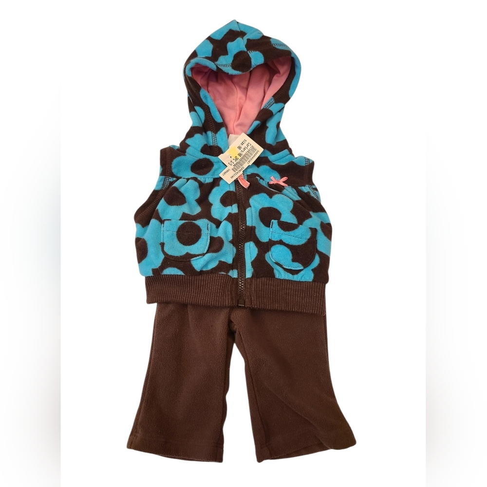 Carter's Two-Piece Jacket And Hoodie Set For Newborns Turquoise And Brown Sz NB